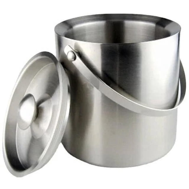 Cubitera, cubitera con tapa, pinzas para hielo, enfriador de vino, enfriador de champán de acero inoxidable, cubeta de hielo de doble pared, cubeta de hielo