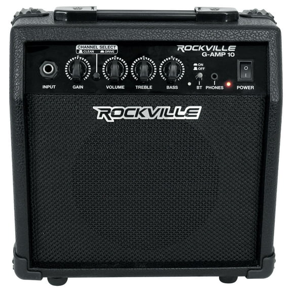 Rockville G-AMP 10 Watt Guitar Amplifier Amp With Bluetooth   Clean/Distortion