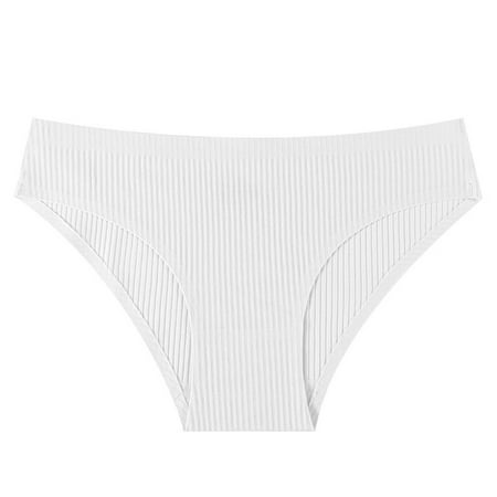 New & Trending  Women s Seamless Briefs  Mid-Rise  Ribbed  Half Hip  Soft Seamless  Comfortable  Underwear  for Workout  Daily Wear  Breathable  Elastic Waistband  Plus Size Womens Pants | White L