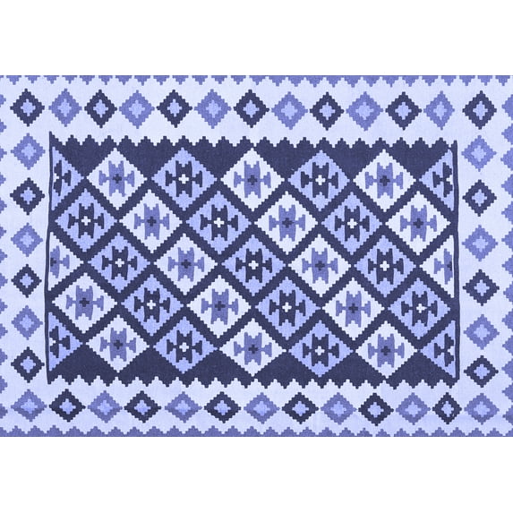 Ahgly Company Machine Washable Indoor Rectangle Southwestern Blue Country Area Rugs, 5' x 8'