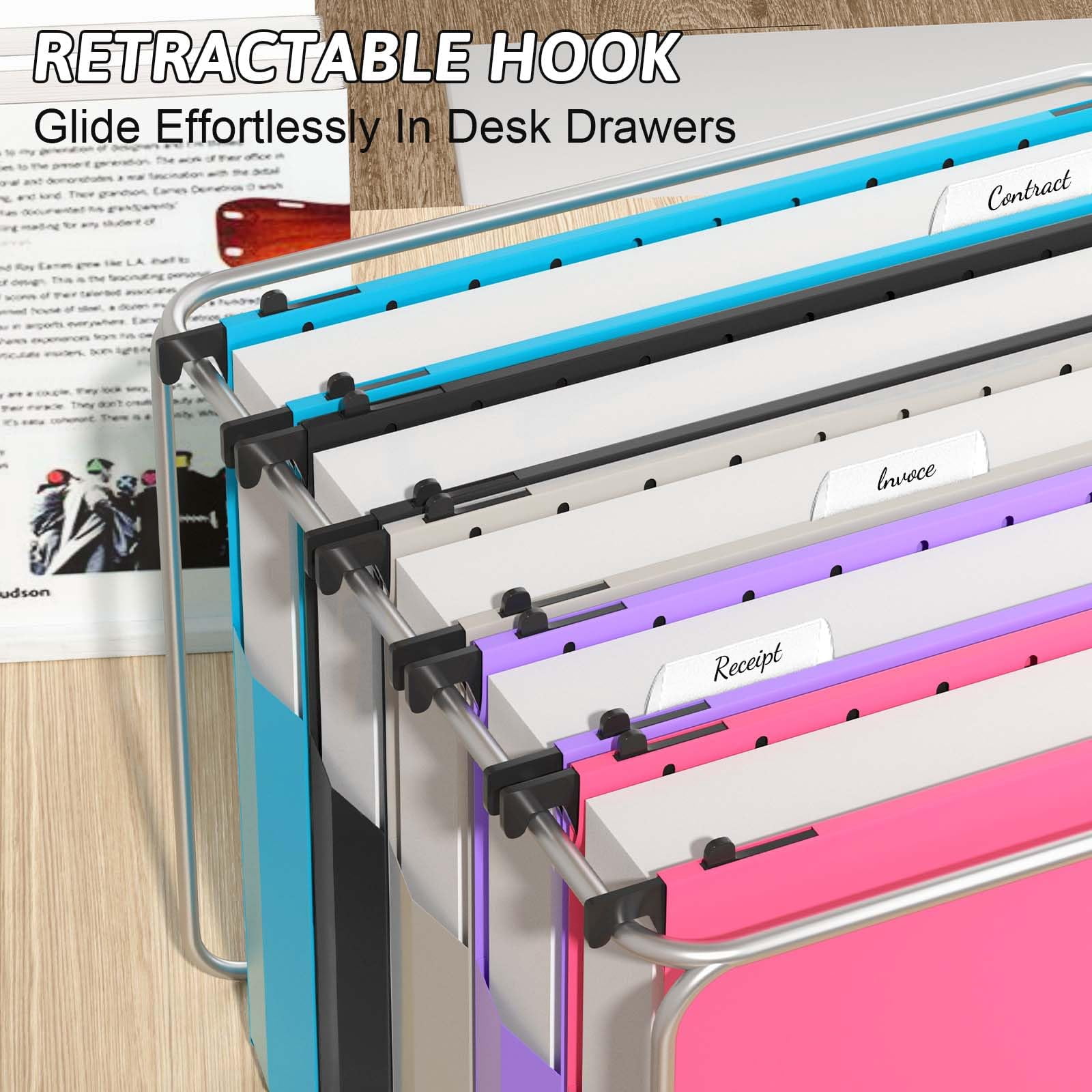 Plastic Extra Capacity Hanging File Folder 12 Pack Expanding Folders Letter Size  Heavy Duty 2 Inch Expansion Reinforced Designed For Bulky Files(colorful)
