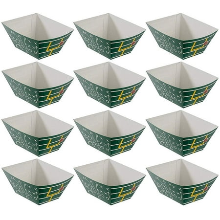 Football Snack Bowl - 12-Pack Large Disposable Party Bowls, Easy DIY Assembly, Birthday, Game Day, Tailgate Party Supplies, 11.75 x 9.75 x 5