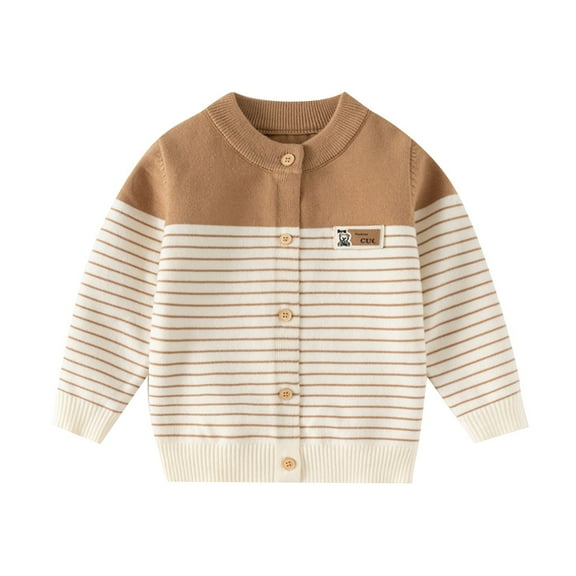 Luogg Boys Sweaters For Kids Stylish Striped Knit Cardigan Coat Soft Comfortable Casual Outerwear For Toddler And Children Boys Lightweight Sweaters For School Size 3-4 Years