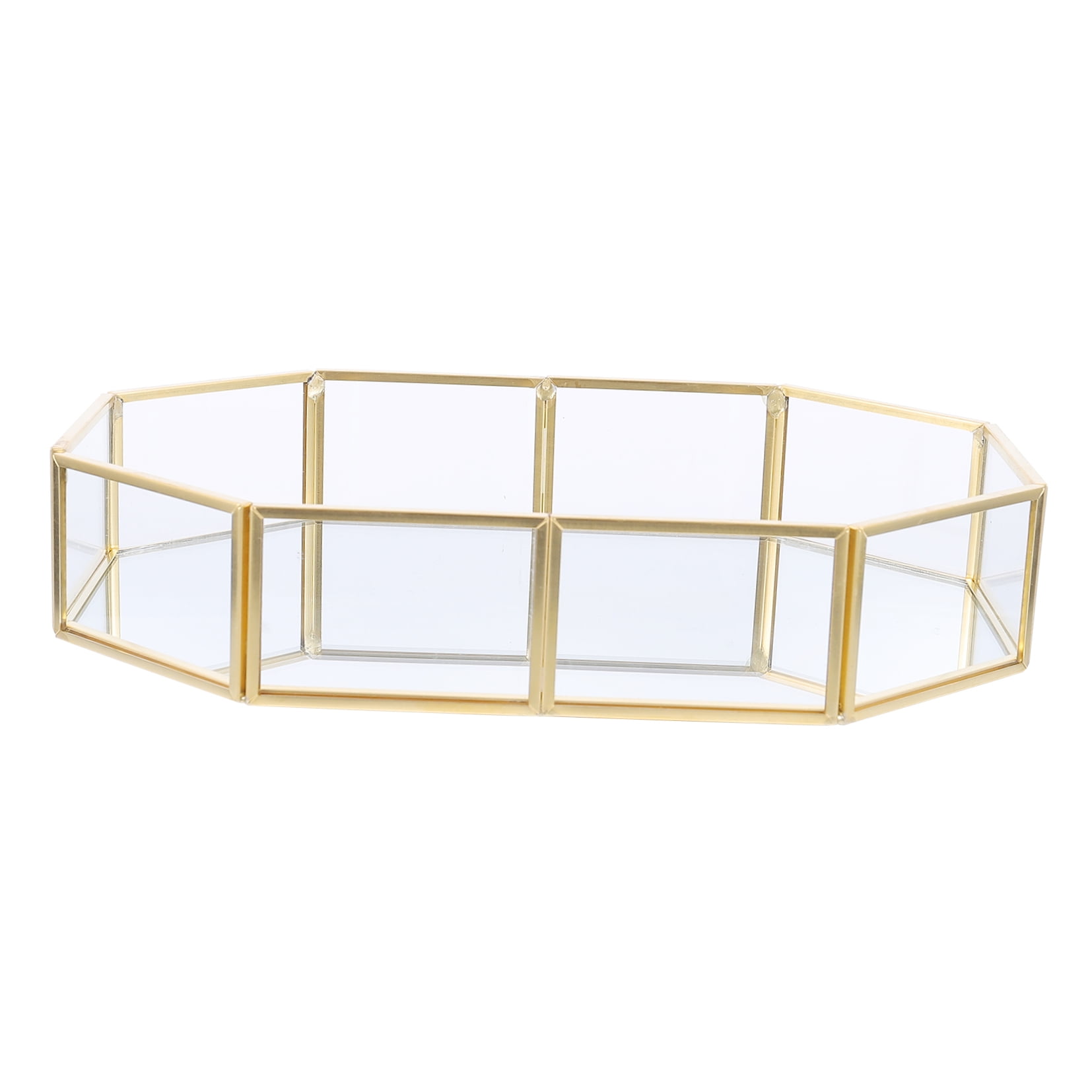 KHBUAB cate Jewelry Display Box Golden Alloy Glass Home Decoration Stylish