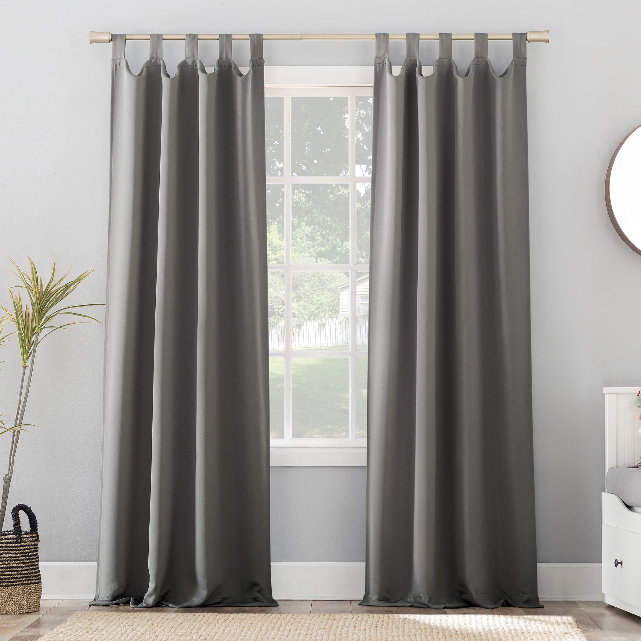Sun Zero Brant Tab Top Energy Saving Blackout Window Curtain Panel, 40 ...