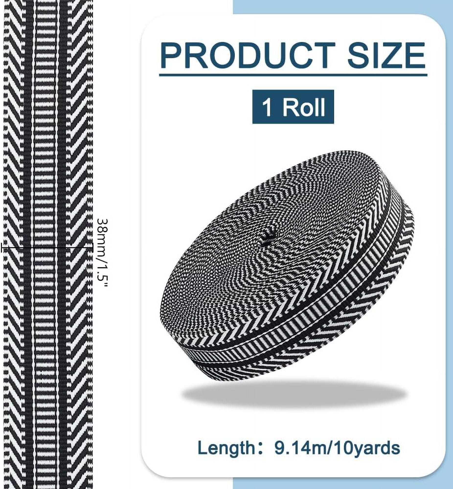 10 Yard/ 9.1m Craft Striped Ribbon 1.5inch Polyester Ribbon Straps Black White Striped Webbing Twill Tape Ribbon Jacquard Ribbon for Sewing Garment Backpacks Handbag Hats Home Decor Polyester