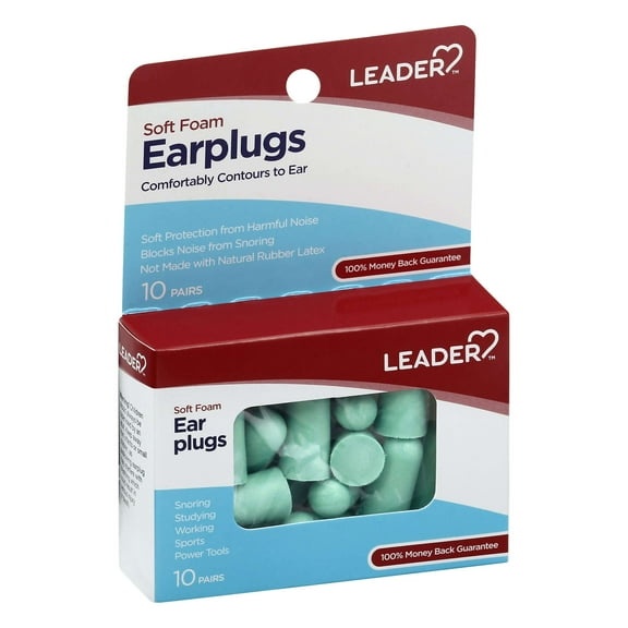 LEADER Earplugs Soft Foam, 20 Count - Noise Reduction for Sleep and Protection