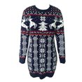 thumbnail image 3 of Vestido Vestido de punto de Jacquard de Navidad novedad vestido suéter de mujer alce árbol de Navidad moda Casual cuello redondo vestido de fiesta de vacaciones Cgtredaw Azul marino T L para Mujer, 3 of 8