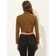 thumbnail image 4 of Chaqueta corta Allegra K de manga larga con cremallera y cuello levantado ante sintético mujer marrón M, 4 of 5