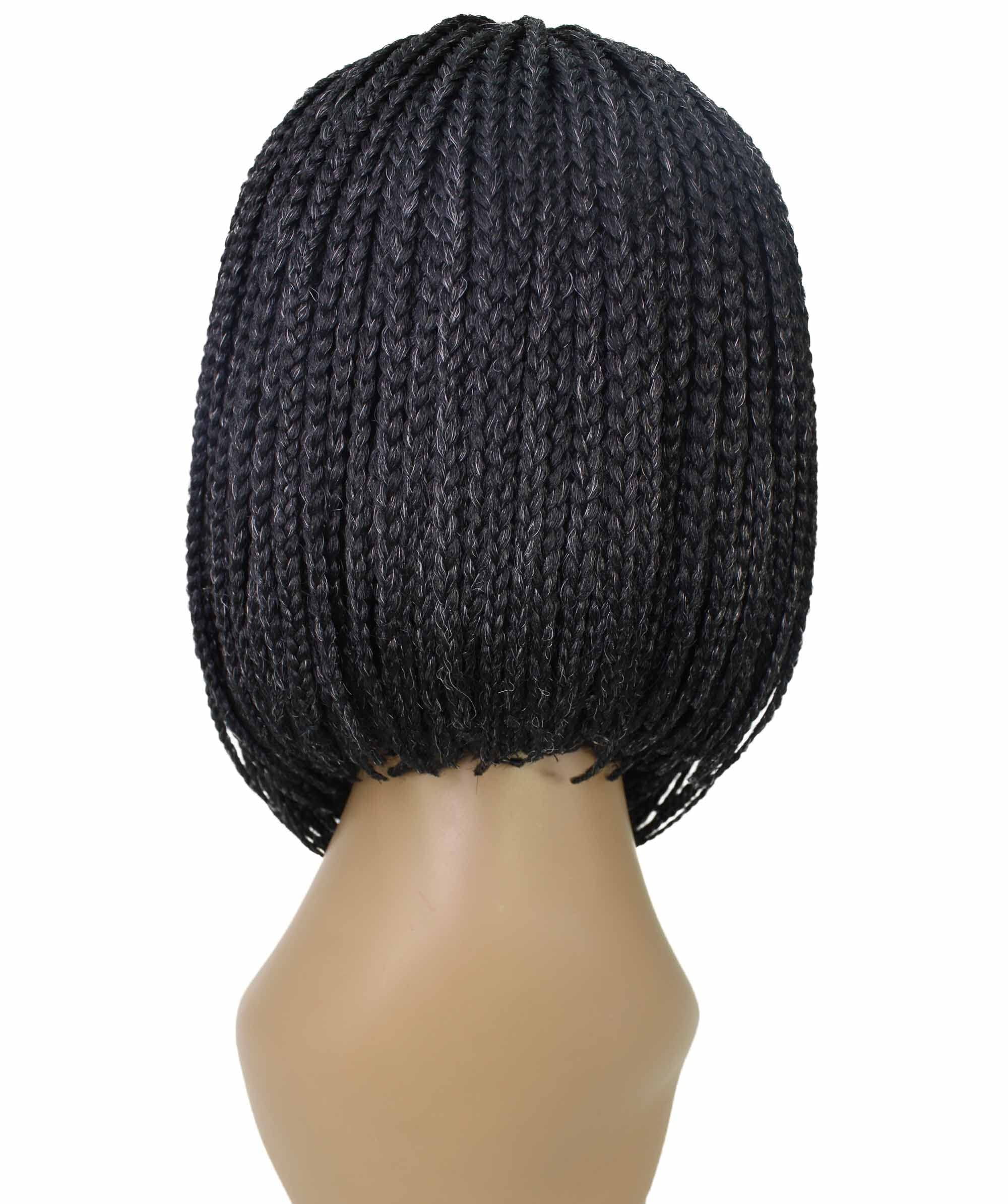 LUXLUXE Jayla Straight Braided 12 in Long Braided Wig, Beauty Heat Resistant Fiber ( Salt and Pepper Grey)