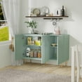 thumbnail image 2 of HLR 47" Modern Wood Accent Storage Cabinet with Relief Patterned 3 Doors Buffet Cabinet, Green, 2 of 9