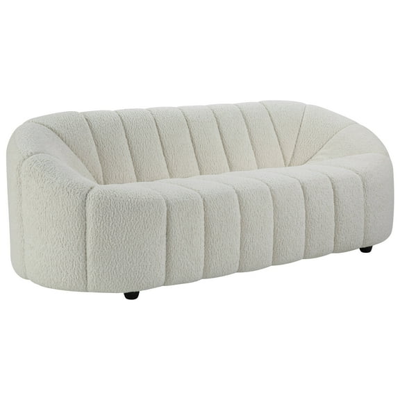 ACME Osmash Wooden Frame Sofa in White Teddy Sherpa