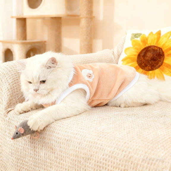 ToyKingdee Cute Cat Coat Warm Cozy Pet Apparel No Sleeve Soft Relief Sheep Pattern Dogs Puppy Dress Outfit Cat Clothes for Kittens