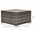 thumbnail image 3 of Outsunny Rattan Garden Coffee Table with Tempered Glass Top, Deep Grey, 3 of 10