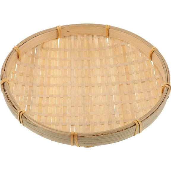 Handmade Round Bamboo Rattan Bread Basket Pantry Organizer Food Storage Container