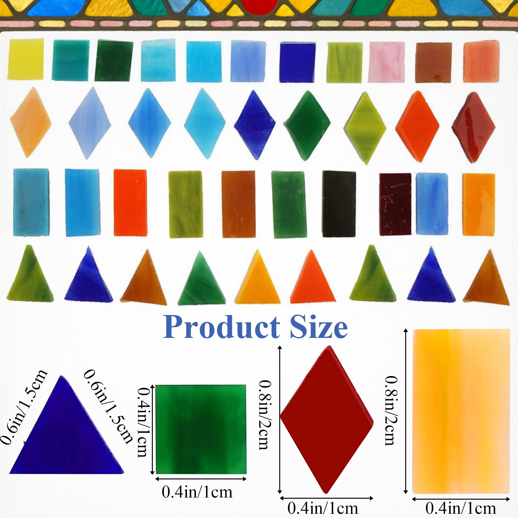 Yalumo 1100 Pieces Mosaic Tiles, Glass Mosaic Tiles for Crafts Bulk, Mixed Shapes Stained Glass Mosaic Pieces, Mosaic Kit for Adults Art Craft, DIY Projects, Home Decoration, Opaque