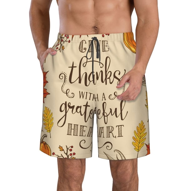 Balery Thanksgiving With A Grateful Heart Traje de Baño Estilo Hawaiano para Hombre, Shorts de Secado Rápido con Bolsillos-X-Large