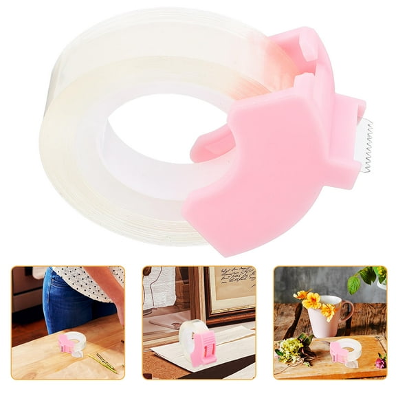 HOMEMAXS Pink Plastic Desktop Tape Holder Elegant Design for Home Use Portable Tape Dispenser 3.5x2.5x2 inches