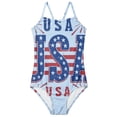 thumbnail image 6 of CCRFTGI 4th of July Girls Swimsuit Summer Beach Bathing Suit One Piece Patriotic 250 Anniversary USA Flag Swimwear Beach Adjustable Strap Girls Clothes Bathing Suits for Kids Navy 11-12 Years, 6 of 8