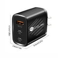 thumbnail image 2 of Triple Port Wall Charger Dual Type C And USB 12W 5V 2.4A Smart Load Balancing Multiple Safety Protections US Plug, 2 of 7