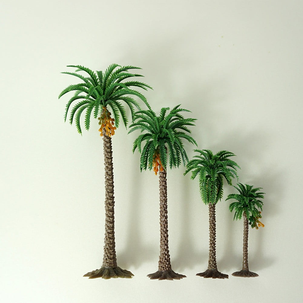 24 Pcs Mini Toy Jungle Trees Plastic Model Coconut Trees Figurines with  Base Cake Decoration Rainforest Diorama Supplies Scenery Architecture Trees