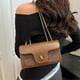 thumbnail image 5 of Bolsa de hombro de moda femenina – bolso informal mensajero, correa ajustable, multicompartimento, imitación cuero, café marrón negro, 21,5x12x8cm, bolso ligero para el día a día, 5 of 6