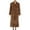 Brown-11, variant on HTNBO Womens Faux Suede Long Trench Coat Notched Lapel Double Breasted Pea Coat Overcoat with Belt