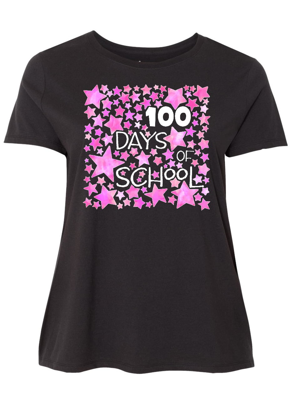 INKtastic - 100 Days of School Stars in Pink Women's Plus Size T-Shirt ...