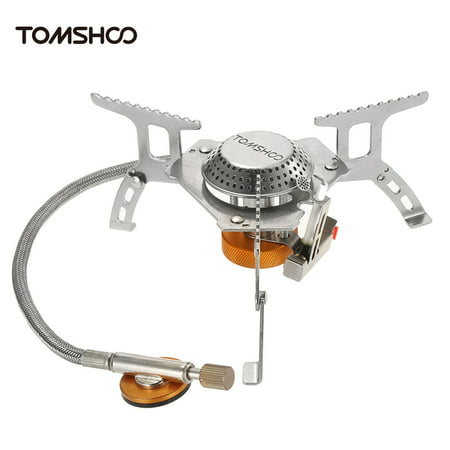 TOMSHOO Outdoor Camping Stove Kit Ultralight Compact Foldable Backpacking Gas Stove with 9-Plate Camp Stove Windscreen Windshield Gas Cartridge Adapter Cookware