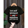 thumbnail image 2 of MILKYSHIP Boys' Casual Crew Neck Polyester T-Shirt with 'I'm Not Spoiled, My Grandma Just Loves Me' Print, Regular Fit Knit Fabric Top with Applique, Slight Stretch Alphabet Pattern Tee for Children, 2 of 7