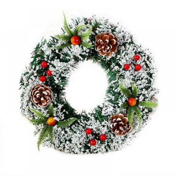 9 inch Artificial Christmas Wreath for Front Door, Green ,Spruce, Decorated with Pine Cones, Berry Clusters
