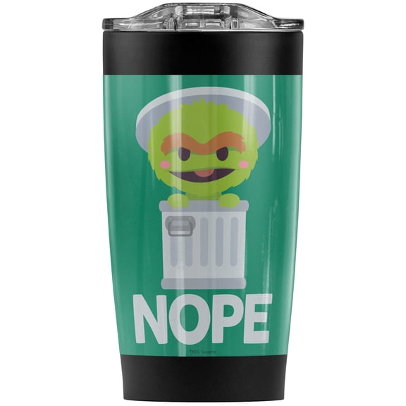 Sesame Street/ Oscar The Grouch Nope Stainless Steel Tumbler 20 oz Coffee Travel Mug/Cup, Vacuum Insulated & Double Wall with Leakproof Sliding Lid | Great for Hot Drinks and Cold Beverages