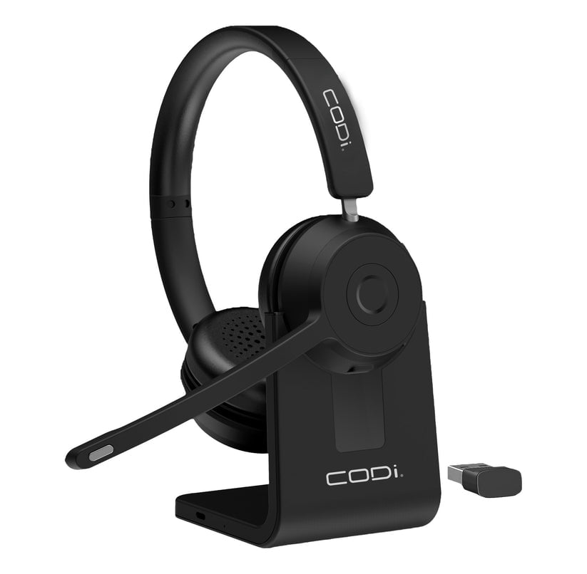 CODi CLARO Bluetooth + Wireless Stereo Headset with AI-Powered ENC Microphone | Noise Cancelling for Office & Call Center