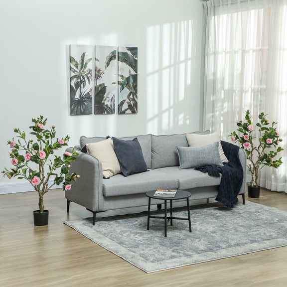 Resenkos Set of 2 Artificial Camellia Plants in Pots, 39-Inch Tall Fake Pink Flowers for Indoor Decor