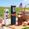 thumbnail image 4 of Patriotic 4th Of July Wooden Block Decor Set USA Star Stripe Table Centerpiece Red White Blue Letter Block Sign For Independence Day Veterans Day Mantel Shelf Entryway Kitchen Party Home Gift Decor, 4 of 6