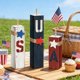 thumbnail image 4 of 3 Pcs Patriotic Red White Blue Decorations 4th of July Wood Table Block Sign and Centerpieces Memorial Day Tiered Tray Decor Rustic Farmhouse Star Decor for Home Office Kitchen Desk Shelf, 4 of 6