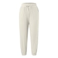 thumbnail image 4 of Akiihool Sport Pants for Women Relaxed Fit Fashion Adjustable Drawstring Waisted Casual Sweatpants, Off-White Size XXXL, 4 of 5