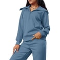 thumbnail image 5 of Lounge Sets For Women 2023 Oversized Half Zip Sweatshirt And Wide Leg Sweatpant 2 Piece Outfits Sweatsuit Tracksuit, 5 of 7