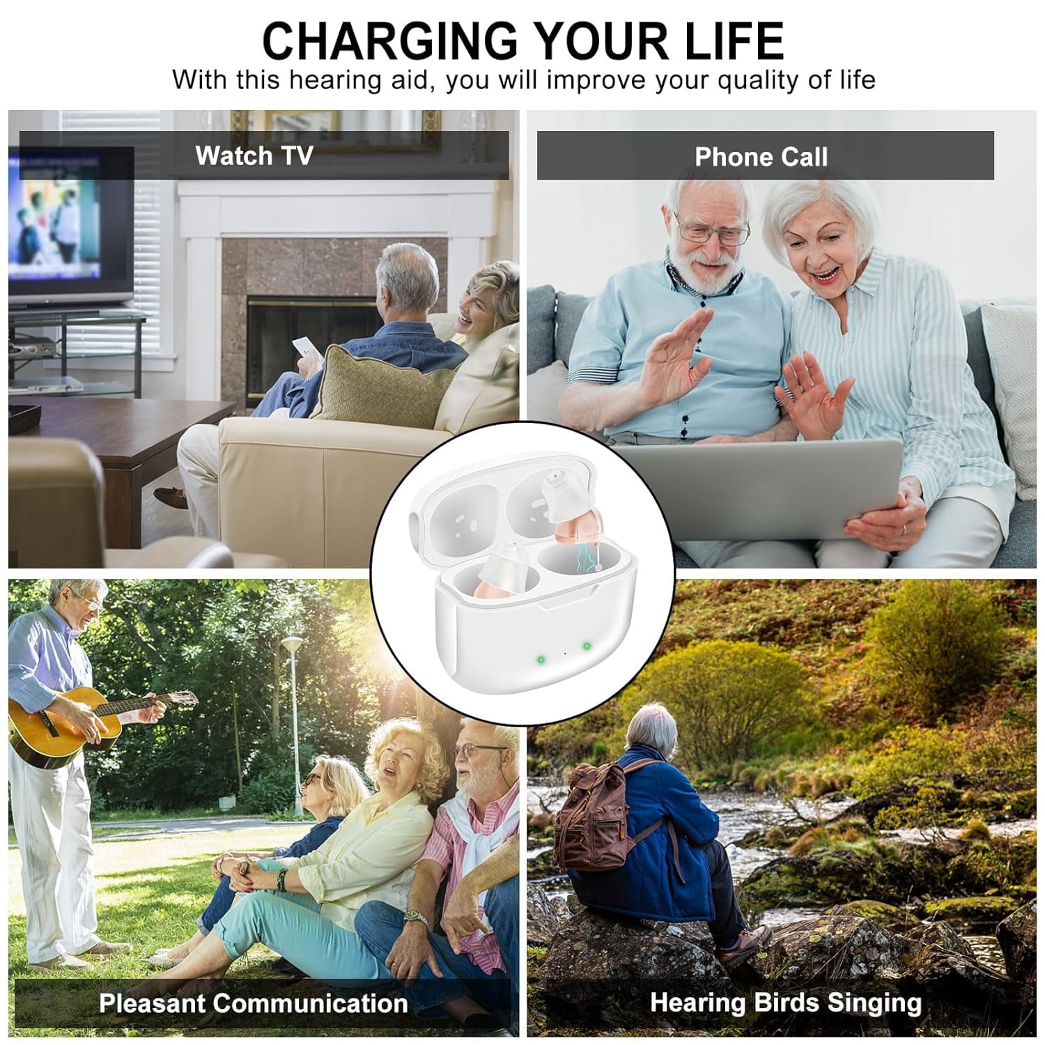Not Amplifier True Hearing Aids,Invisible 16 Channels Digital Rechargeable Hearing Aids for Seniors with Noise Cancellation with Charging Box