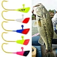 thumbnail image 4 of 5Pcs/Set Jig Head Hook Sharp Bright Color Strong Penetration Saltwater Freshwater Universal Metal Soft Lure Worm Barb Fishhook Kit Fishing Equipment, 4 of 7