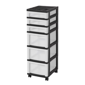 IRIS 6-Drawer Plastic Storage Cart With Organizer Top