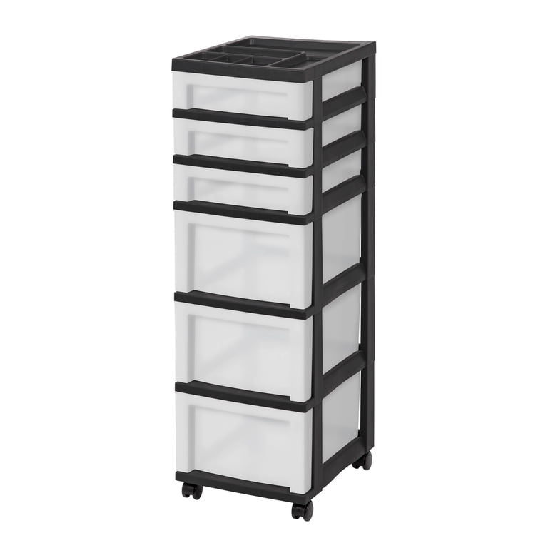 IRIS 6-Drawer Plastic Storage Cart With Organizer Top photo 1