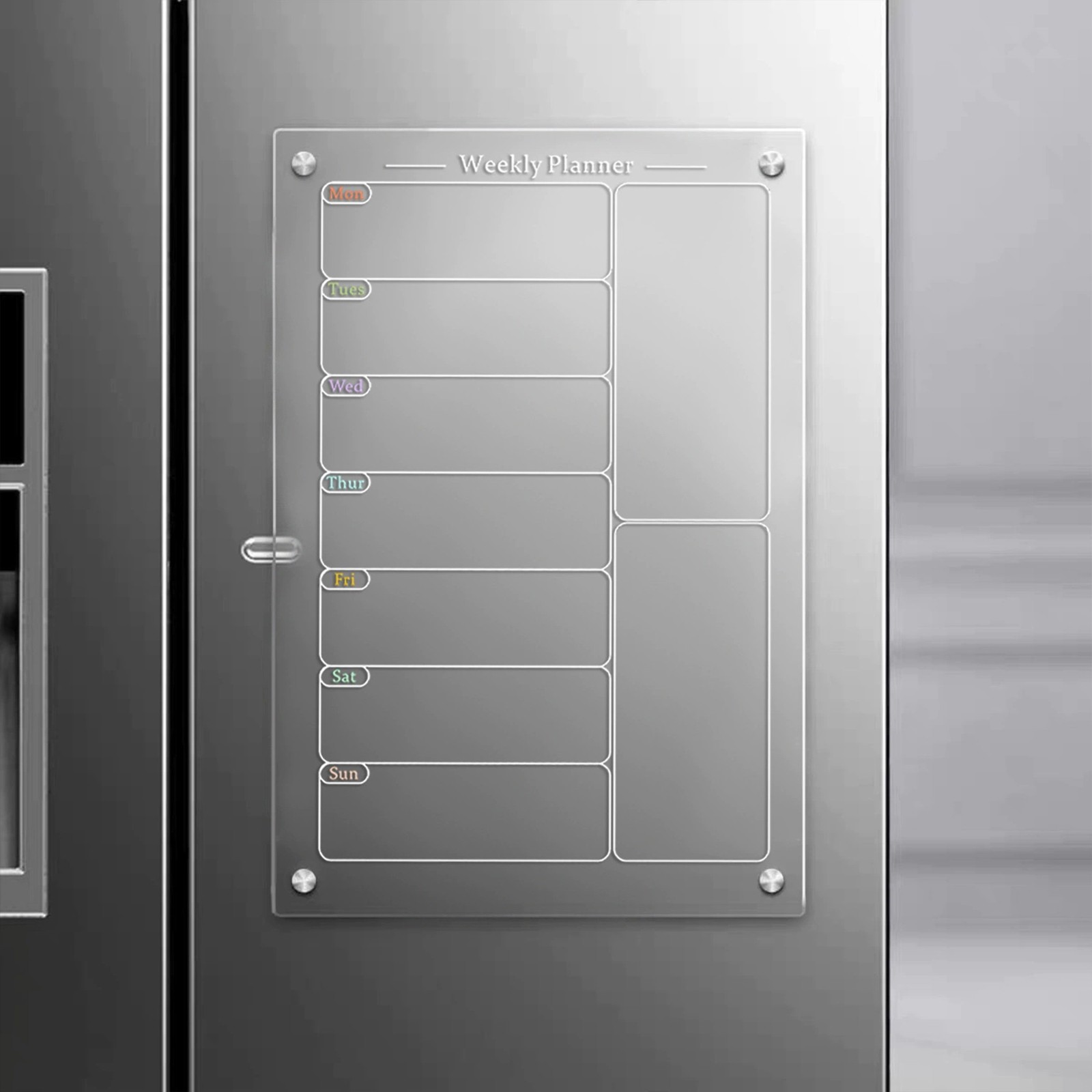 RUIG Acrylic Meal Planner Board for Kitchen Fridge - Weekly Calendar Planning Noteboard with Markers for Grocery List, Chore Chart & To-Do Organization