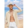 thumbnail image 6 of Coshow Mens Cuban Guayabera Shirt Casual Button Down Shirts Long Sleeve Summer Beach Shirts, 6 of 7