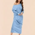 thumbnail image 3 of Iyufng Dresses for Women,Womens Dresses Long Sleeve,Casual Loose Solid Color Round Neck Long Dress Round Neck And Ankle Dress,Fall Dresses for Women Plus Size, 3 of 6