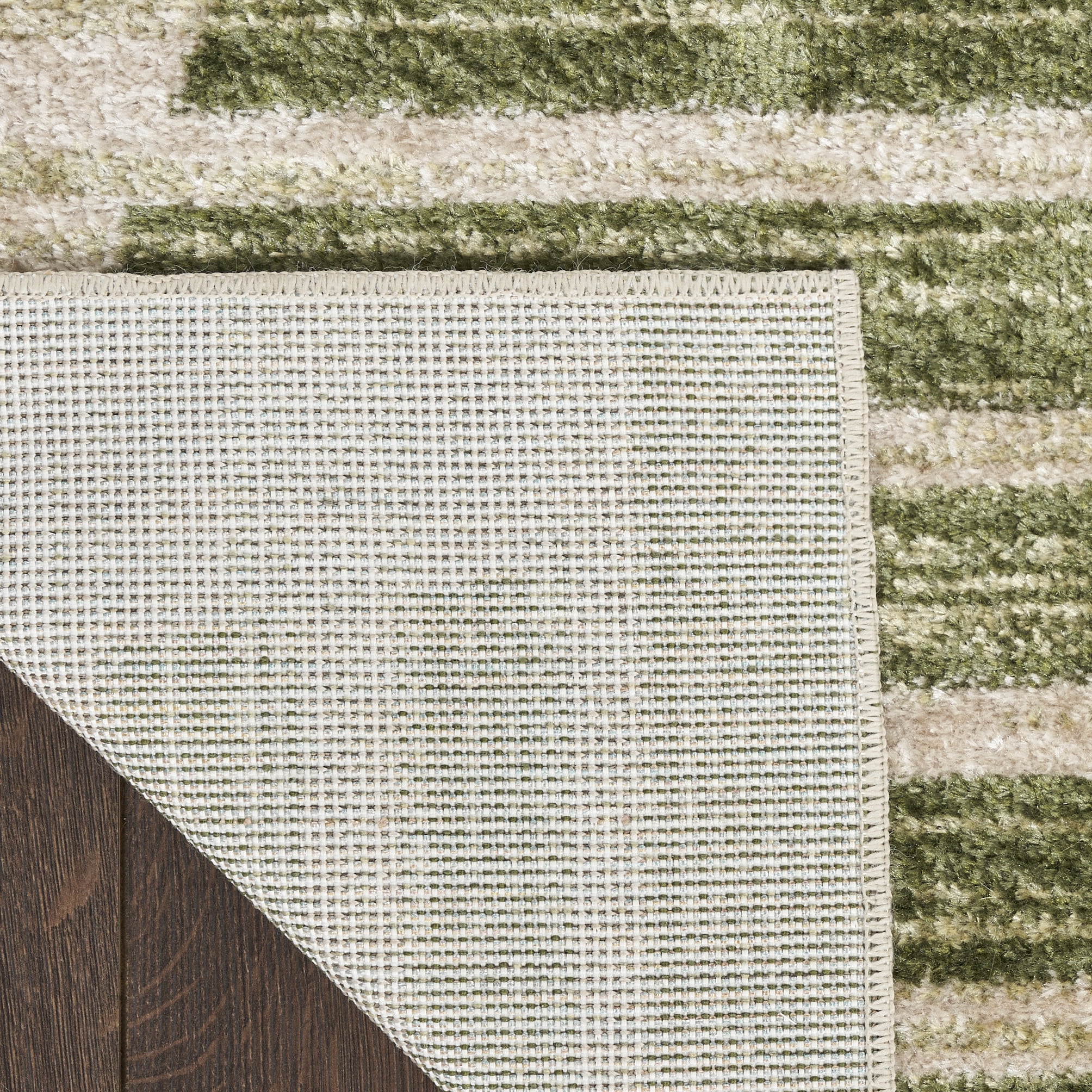 Nourison Astra Machine Washable 6'7" x 9' Ivory Olive Mid-Century Modern Indoor Rug