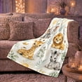 thumbnail image 6 of Safari Zoo Animal Nursery Woodland Watercolor Playroom Baby, Playful Woodland Scene, Warm Flannel Blanket for Cabin, Wildlife Lovers Housewarming Gift, Botanical Home Decor, 6 of 9