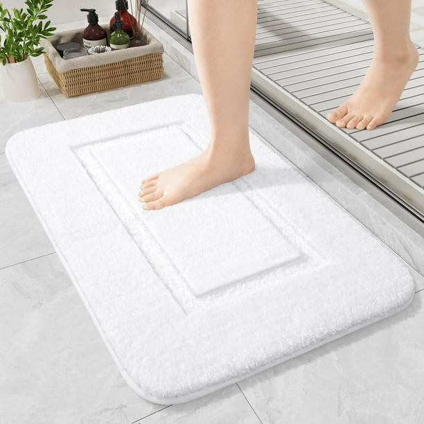 Alfombra de baño LOCHAS 61x43 cm antideslizante, lavable, de felpa blanca