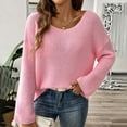 thumbnail image 2 of Ashirexll Sweaters for Women Trendy, Pullover Sweaters for Women, Womens Minimalist Flared Sleeve Round Neck Pullover Knit Sweater Loose Fitting, 2 of 4