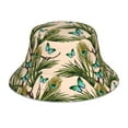 thumbnail image 3 of Daiia Butterflies And Peacock Feathers Pattern Bucket Hat - Trendy Cotton Sun Hat for Beach, Golf, Fishing - Fun Outdoor Vacation Boonie for Men and Women, 3 of 9